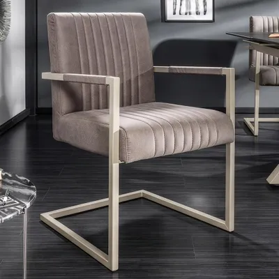 Produktbild von riess-ambiente Freischwinger BIG ASTON taupe beige Microfaser Metall Federkern mit Armlehne