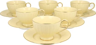 Produktbild von DUO ECRU 6er-Set Tassen 220 ml NINA mit Untertassen, New Bone China Porzellan