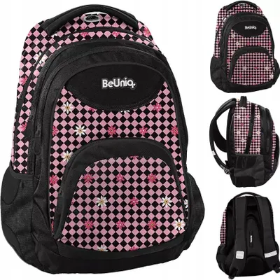 Produktbild von BeUniq Mädchen Schulrucksack mit Schachbrettmuster, Rosa
