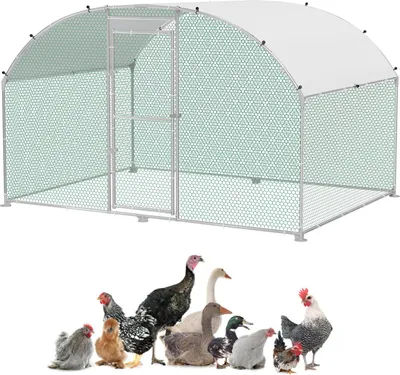 Obrázek produktu pro FIVMEN Kurník 3x2 m Klec pro slepice Volný výběh Kurník z pozinkovaných trubek Drůbežárna Volný výběh se zamykatelnými dveřmi a kopulovitou střechou pro slepice, králíky, drůbež a drobná zvířata