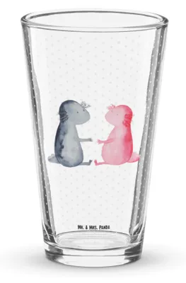 Produktbild von Mr. & Mrs. Panda Bierglas Axolotl Liebe - Transparent - Geschenk, Lurch, Trinkglas, Tumbler, Glas, Cocktailglas, Wasserglas, Valentinstag