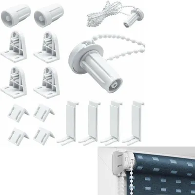 Image de Pièces de rechange pour stores - 16 pièces - Accessoires pour stores - Quincaillerie pour stores - Solide et durable - Blanc - Chaîne de remplacement pour stores