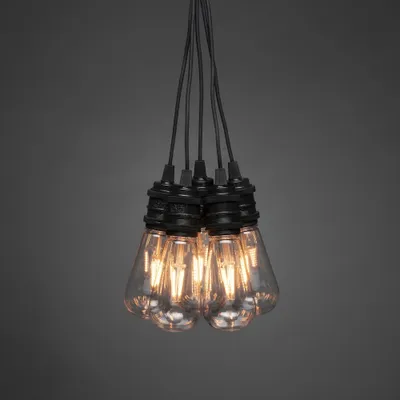 Produktbild von LED globe Party Lichterkette, retro Design, birnenförmige Globes, 10 bernsteinfarbene Dioden, 24V Außentrafo (IP44), 7W, schwarzes Kabel