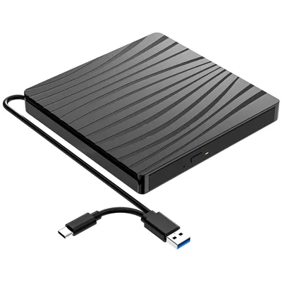 Produktbild von Externes DVD-Laufwerk, tragbares optisches Laufwerk, 145 mm × 145 mm × 16 mm, TYPE-C + USB 3.0 Dual-Datenkabel, geeignet für Laptops und Desktops