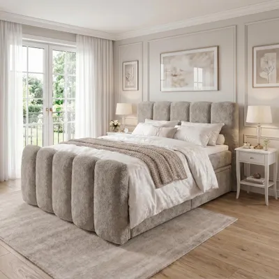 Produktbild von ELVORA DESIGN. Boxspringbett 180x200 cm Bettkasten und Matratze, COZY, Beige