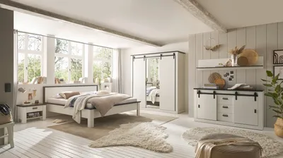 Produktbild von Schlafzimmer Set Stove in weiß komplett Set 6-teilig mit Bett und Kleiderschrank