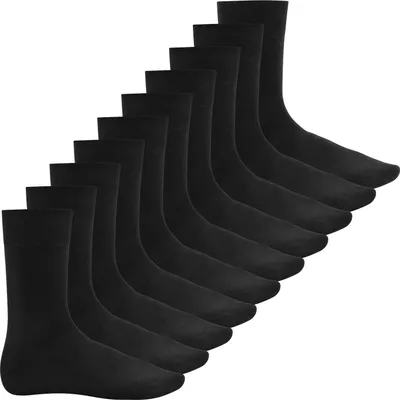 Produktbild von Footstar Baumwollsocken für Männer (10 Paare) - Flache Spitze, handgefertigt - Everyday! - Schwarz