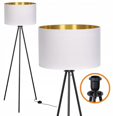 Produktbild von Cerlux Trigni Stehlampe Metall Schwarz Weiß-Gold Schirm 40cm