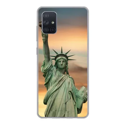 Produktbild von MuchoWow® Handyhülle Schutzhülle Hülle für Samsung Galaxy A71 New York - Freiheitsstatue - Sonnenuntergang Silikon Softcase Handy Hülle - Kartenbesitzer