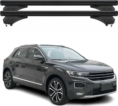Image de Barres de toit Menabo pour VW T-Roc 2018-2025 Aluminium Noir 2 pièces