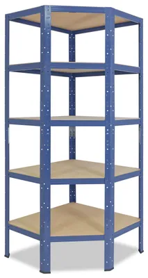 Obrázok produktu pre shelfplaza HOME 180x90x60 cm rohový regál v modrý s 5 policami a nosnosťou 175 kg na jednu policu