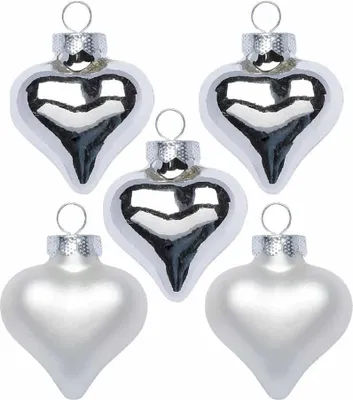 Produktbild von Christbaumschmuck Herzen 4cm Glas 8 Stück - Frosty Silver