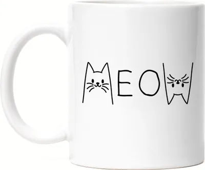 Produktbild von Meow Tasse Weiß Katzenfan Katzenliebhaber Katzenbesitzer Haustier