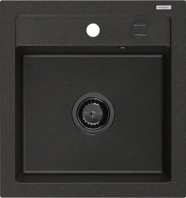 Zdjęcie produktu dla Mexen Vito zlewozmywak granitowy 1-komorowy 520 x 490 mm, czarny/złoty metalik, syfon czarny - 6503521000-75-B