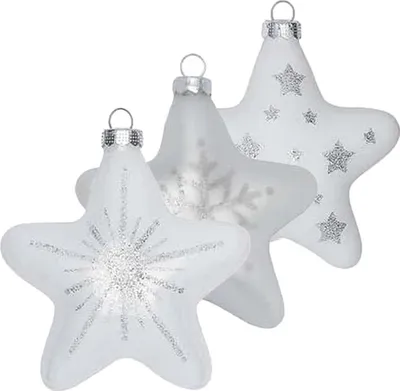 Produktbild von Christbaumschmuck Stern Glas 3 Stk 8 cm Just White