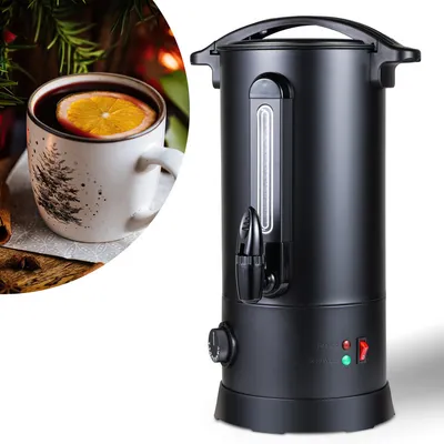 Immagine prodotto di Fornello per vin brulè TolleTour 1800 W, distributore di bevande calde, bollitore, 10 litri, con vaschetta raccogli gocce, rubinetto di uscita, termostato e protezione contro il surriscaldamento, impostazione della temperatura da 30 a 110°C, nero