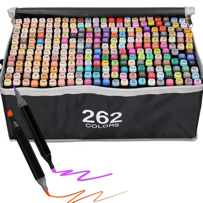 Produktbild von Extralink Alkoholmarker Set 262 Stück, doppelseitige Filzstifte und Marker zum Zeichnen und Ausmalen, KI-generiertes Bild