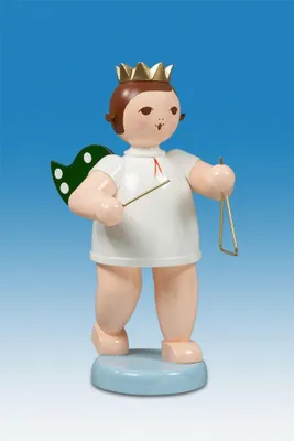 Produktbild von Holzfigur Engel mit Triangel ohne Krone Höhe 22cm NEU