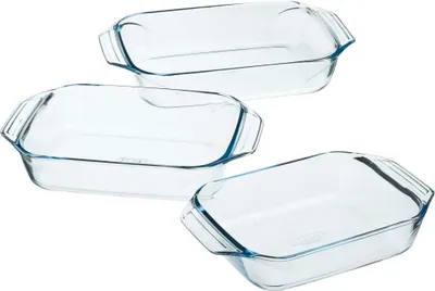 Immagine prodotto di Pyrex Set di casseruole rettangolari in vetro da 3 pezzi 912S734/6143