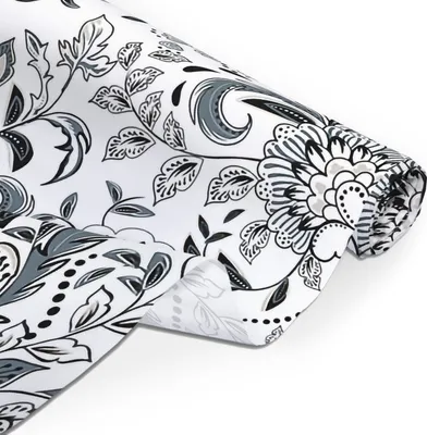 Produktbild von Amilian Baumwollstoff Meterware, Stoffe, Stoffreste: ca. 160cm x 50cm, zum Nähen, für Patchwork 100% Baumwolle, Baumwollstoff, Folk Grau