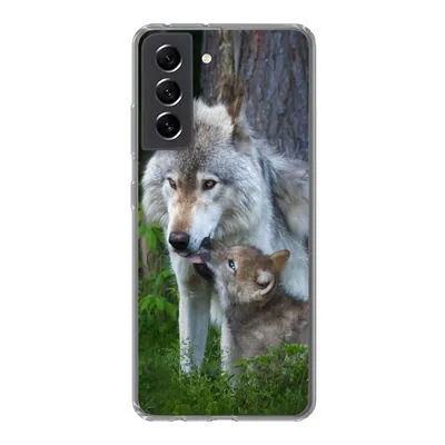 Produktbild von MuchoWow® Handyhülle Schutzhülle Hülle für Samsung Galaxy S21 FE Wolf - Moos - Wald - Welpe Silikon Softcase Handy Hülle - Mobiltelefonhülle