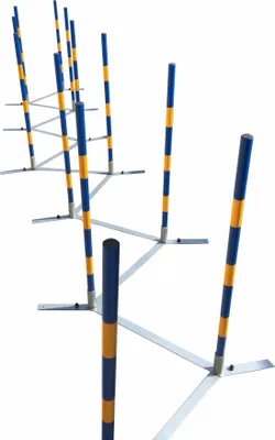 Produktbild von Agility Slalom-Set Stangen-Set Profi – 12 Stangen – flexibel – Zickzack – Slalomstangen – Slalomstangen – Hundetraining, Sport und Wettkampf – Agility