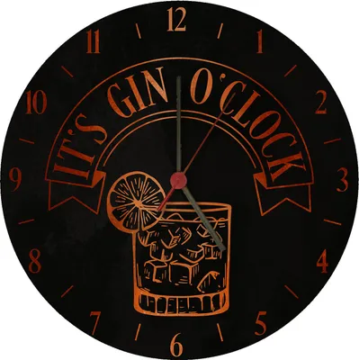 Produktbild von It's Gin O'Clock Wanduhr aus MDF mit roter Schrift