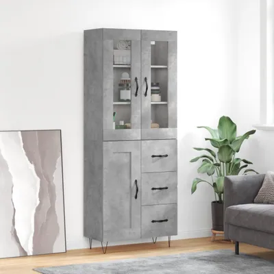 Obrázok produktu pre vidaXL Highboard concrete grey 69,5x34x180 cm odvodený drevený výrobok