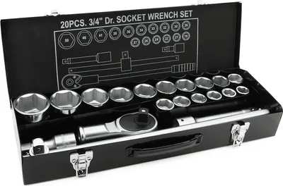 Produktbild von Yato YT-1335, Steckschlüssel-Set, 20 Stück(e), Schwarz, Chrom, Chrom-Vanadium-Stahl