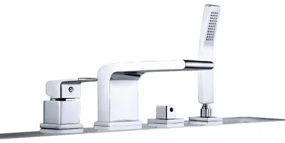 Produktbild von Wannenrandarmatur Fliesenrandarmatur 6080 - Design 4-Loch-Wasserfall-Badewannenarmatur