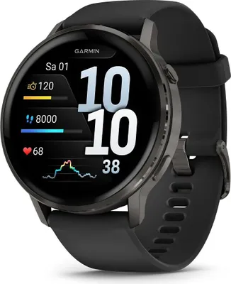 Produktbild von Garmin Venu 4 3,56 cm (1,4") AMOLED 45 mm Digital 454 x 454 Pixel Touchscreen Schwarz Wi-Fi GPS (Satellit)