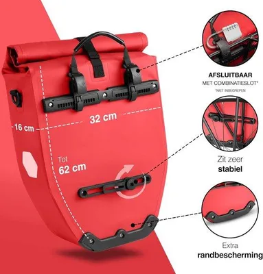 Produktbild von Famanu Fahrradtasche Große & Wasserfeste - 28L Kapazität - Fahrradtasche für Gepäckträger mit Reflektoren