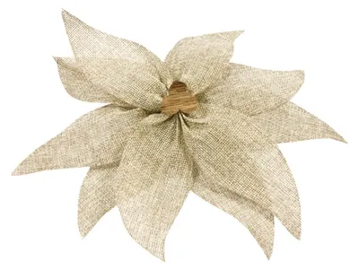 Produktbild von Poinsettia-Schleife aus Jute mit Holzperle 20 cm - Tischdeko - Einheitsgröße