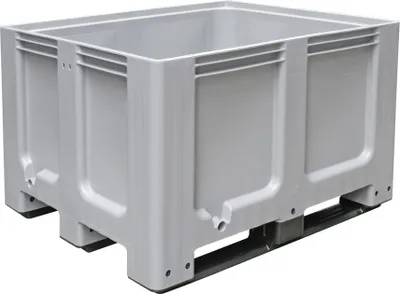 Produktbild von Großbox mit 3 Kufen, LxBxH 1200 x 1000 x 760 mm, grau, Boden/Wände geschlossen, Inhalt 610 Liter