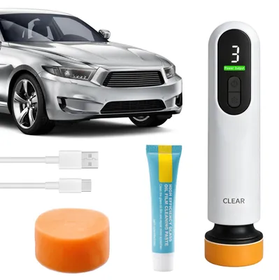 Produktbild von Auto Poliermaschine Set, Car Polisher Kit Akku Polierer Wiederaufladbare Kabellose Poliermaschinen Tragbare Fensterölfilm-Reinigungsmaschine für Autopflege, Kratzerentfernung & Wachsen (Weiß)