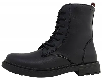 Image de Chaussures Geox Eclair pour filles, bottines à lacets, couleur noire, modèle idéal pour les voyages