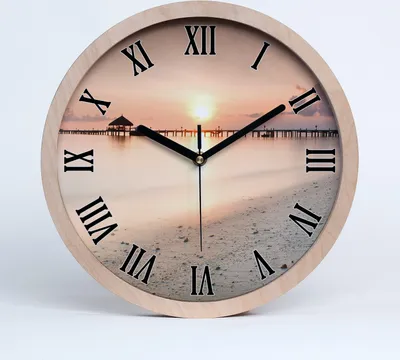 Produktbild von Holzuhr 30fi cm wanduhr - schwarze Spitzen - Malediven-Strand