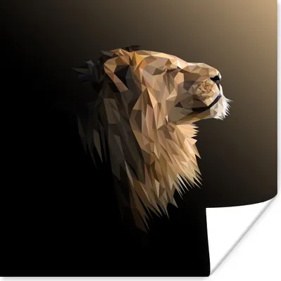 Produktbild von MuchoWow® Poster Löwen - Illustration - Geometrisch 50x50 cm - Wohnzimmerdekoration