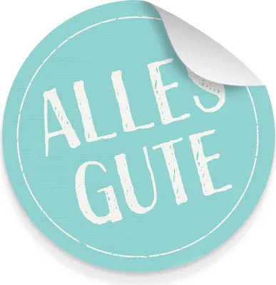 Produktbild von itenga 10x Aufkleber Sticker ALLES GUTE türkis 9,5 cm Durchmesser