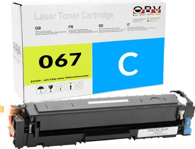Produktbild von Kompatibler Toner für Canon i-SENSYS LBP-631 Cw MF 651 Cw als Ersatz für 067 CRG-067 Cyan - 1250 Seiten - C067AC-Econ