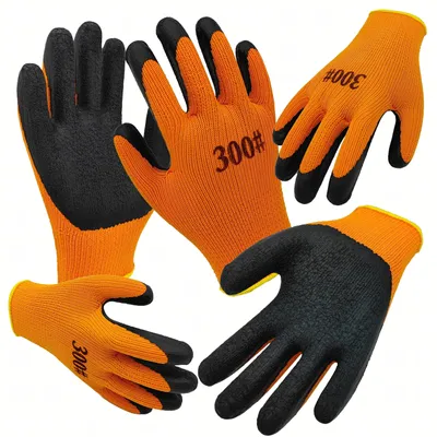 Produktbild von 10x Thermo-Arbeitshandschuhe Winter Gefüttert Wasserdicht – Latexbeschichtung, Acrylstrick, Rutschfest | Gartenarbeit, Bau, Lager | Universalgröße |