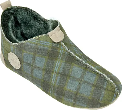 Produktbild von Vanuba - Damen Hausschuhe Oxford Tartan Lammfell Leder Wolle Pantoffeln D022 Grün, Größe 37 EU