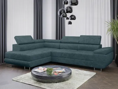 Produktbild von Sofa Couchgarnitur Sofagarnitur ALMA L im Cord Stoff mit Schlaffunktion und Bettkasten Wohnlandschaft Couch Polsterecke Eckcouch Polstergarnitur