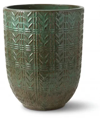 Produktbild von Provencelia Keramik Pflanzkübel Mercure Olive, Ø39 x H51 cm, frostbeständig, handgefertigt, glasiert, Outdoor, Garten, Terrasse, winterfest