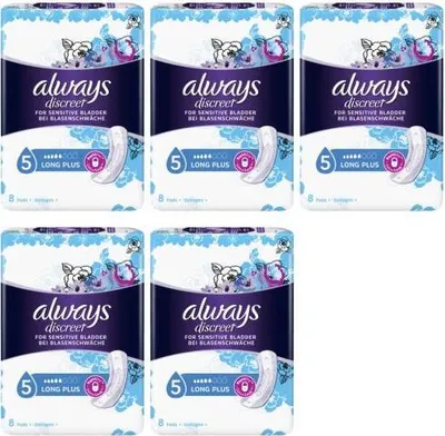 Produktbild von Always Discreet Long Plus 8 Stück (5er Pack)