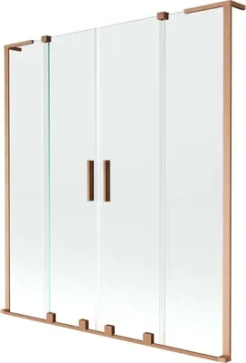 Zdjęcie produktu dla Mexen Velar L parawan 2-skrzydłowy, 150x150 cm, miedź szczotkowana
