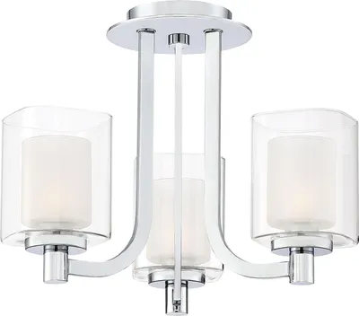 Produktbild von Kronleuchter Glas Metall G9 IP44 3000 K warmweiß 900 lm 38,4 cm breit Chrom poliert Weiß 3-flammig Modern