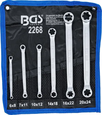Produktbild von BGS 2268 Doppel-Ringschlüsselsatz für E-Profil-Außenschrauben, E6xE8-E20 xE24, 6-tlg.