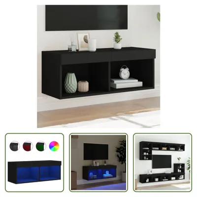 Produktbild von The Living Store TV-Schrank mit LED-Leuchten Schwarz 80x30x30 cm
