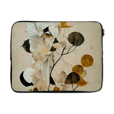 Produktbild von MuchoWow® Laptop Hülle 15 Zoll Blumen - Blätter - Baum - Pastell Laptoptasche - Laptoptasche - Sleeve - Rundum-Schutz
